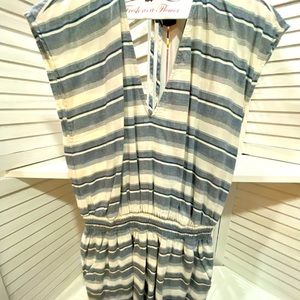 Madewell romper with blue stripes, size M